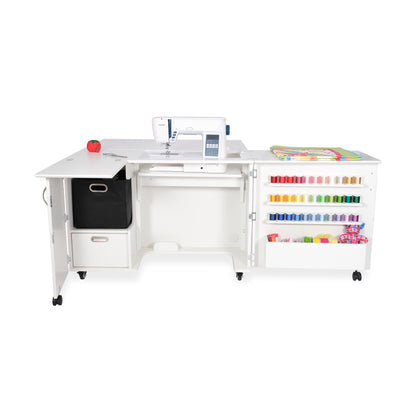 Kangaroo Wallaby Sewing Cabinet — Full-Size with Hydraulic Lift, Quilt Leaf, Drawers