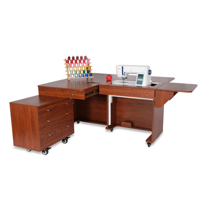 Kangaroo Joey Sewing Cabinet in Teak -Joey out drawers closed