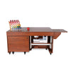 Kangaroo Joey Sewing Cabinet in Teak - open with sewing machine down-leaf open