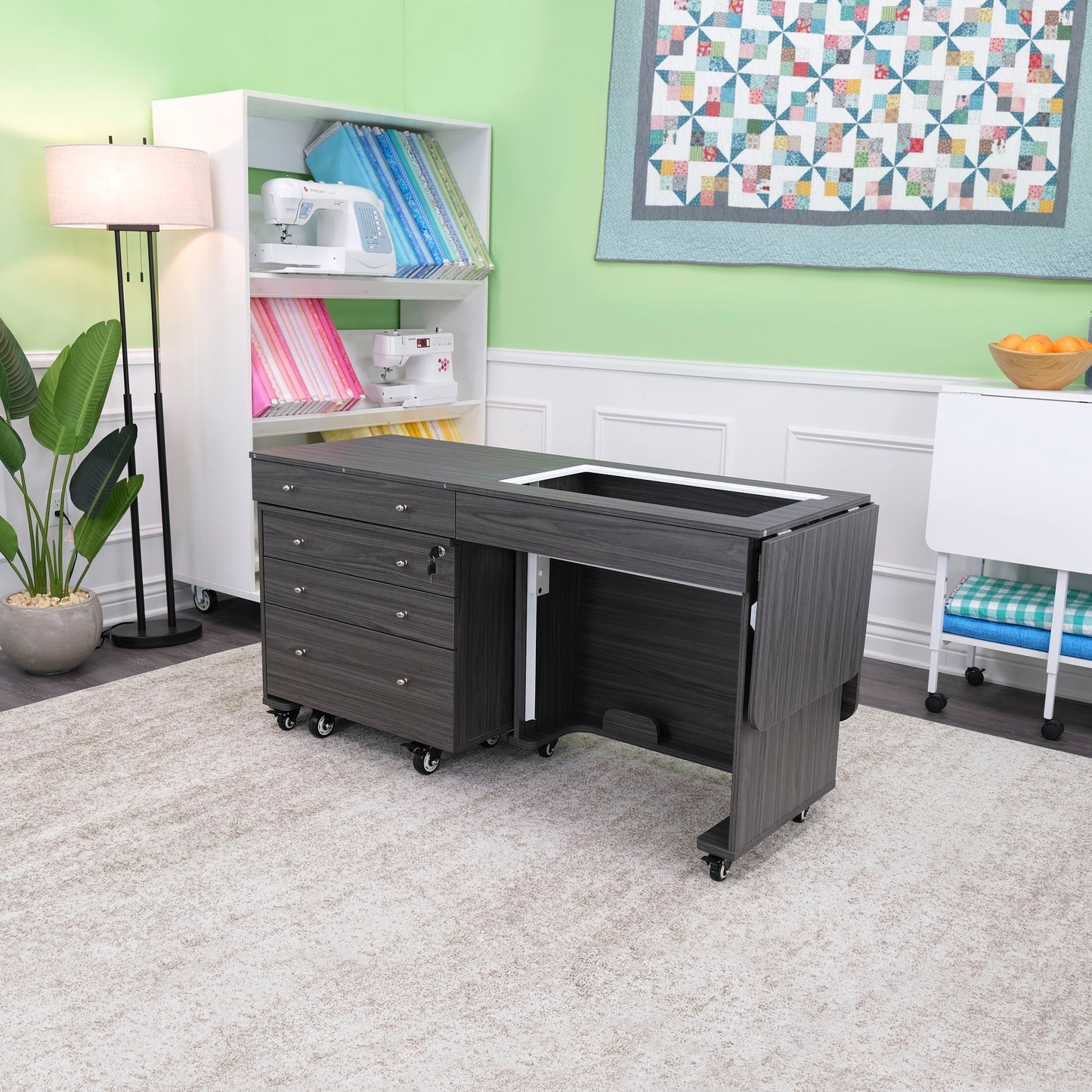 Kangaroo Sewing Table + Joey Cabinet Package — Complete Studio Set with Hydraulic Lift