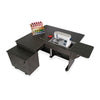 Kangaroo Sewing Table in Gray — Hydraulic Lift in Flatbed Position