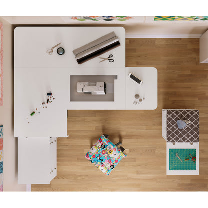 Kangaroo Joey Sewing Cabinet in White - birdseye view