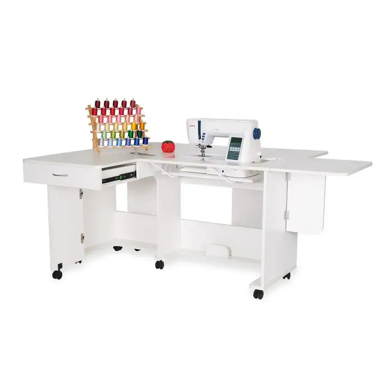 The Christina sewing cabinet from an angle with white background